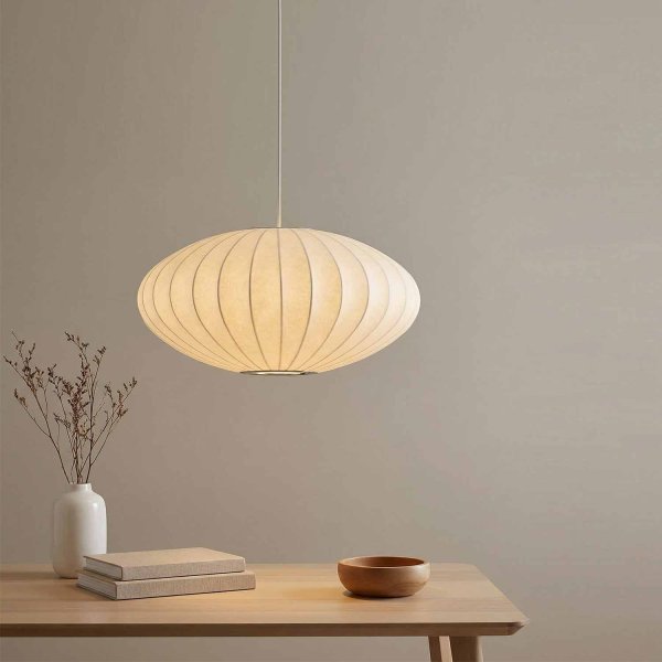 Suspension 1 lumière KATY Ø40 cm soie artificielle, design minimaliste textile, idéale pour chambres et salons confortab